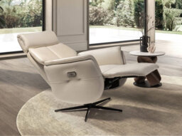 Angel Cerda Swivel Recliner Armchair In Pearl Grey Leather - thumbnail 6