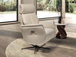 Angel Cerda Swivel Recliner Armchair In Pearl Grey Leather - thumbnail 3