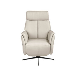 Angel Cerda Swivel Recliner Armchair In Pearl Grey Leather - thumbnail 2