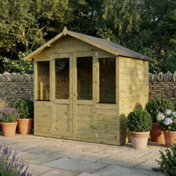 Mercia 7X5 Ft Apex Wooden Summer House With Double Door & 2 Windows - thumbnail 1