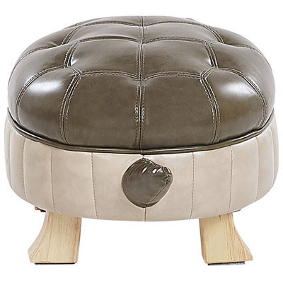 Beliani Turtle Stool, Green Faux Leather Footstool With Rubberwood Legs, W73 X D43 X H26Cm - image 1