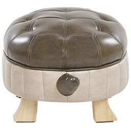 Beliani Turtle Stool, Green Faux Leather Footstool With Rubberwood Legs, W73 X D43 X H26Cm - thumbnail 1