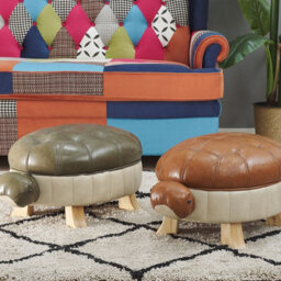 Beliani Turtle Stool, Green Faux Leather Footstool With Rubberwood Legs, W73 X D43 X H26Cm - thumbnail 2