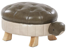 Beliani Turtle Stool, Green Faux Leather Footstool With Rubberwood Legs, W73 X D43 X H26Cm - thumbnail 3