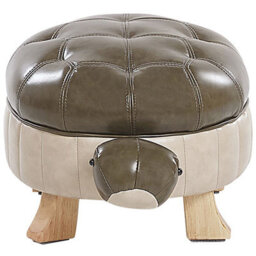 Beliani Turtle Stool, Green Faux Leather Footstool With Rubberwood Legs, W73 X D43 X H26Cm - thumbnail 4