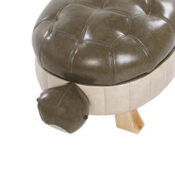 Beliani Turtle Stool, Green Faux Leather Footstool With Rubberwood Legs, W73 X D43 X H26Cm - thumbnail 6