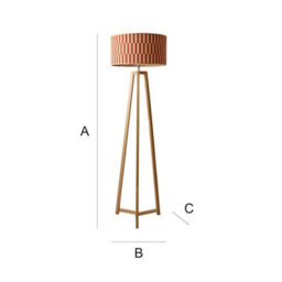 Valuelights Lottie Wooden Tripod Floor Lamp With Orange Checkerboard Bamboo Shade - thumbnail 9