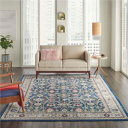 Navy/multicolor Persian Rug, Stain-Resistant Floral Rug, Traditional Rug For Living Room, & Dining Room-71Cm X 244Cm (Runner) - thumbnail 2