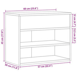 Vidaxl Shoe Bench Concrete Grey 60X30X45 Cm Engineered Wood - thumbnail 3