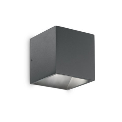 Ideal Lux Rubik Integrated Led Outdoor Up Down Wall Downlight Lamp 1 Light Anthracite 3000K Ip44
