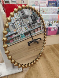 Deenz Golden Beaded Bordered Frame Circular Shape Wall Hanging Mirror Glass Contemporary Finish With Metal Body Hooks On Back 80 Cm - thumbnail 3