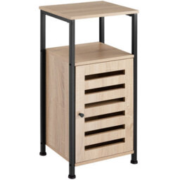 Tectake Bedside Table Durham   - Industrial Wood Light, Oak Sonoma Door Hinge On The Right - thumbnail 1
