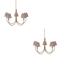 Loops Sophisticated 2 Pack Of Brushed Brass Ceiling Pendant Lights With Pearl Grey Shades - thumbnail 1