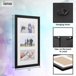 "Arpan Mdf Multi Aperture Photo Frame 3 Aperture 6X4 Or 4X6"" Black" - thumbnail 4