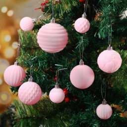 Amorly 32Pcs Velvet Christmas Tree Ornaments Set,pink Flocked Hanging Christmas Balls Ornaments For Xmas Tree Holiday Home Party Decor - thumbnail 1