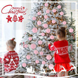 Amorly 32Pcs Velvet Christmas Tree Ornaments Set,pink Flocked Hanging Christmas Balls Ornaments For Xmas Tree Holiday Home Party Decor - thumbnail 3
