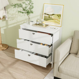 Costway 3-Drawer Dresser Modern Chest Of Drawers 3-Tier White Side Cabinet - thumbnail 4