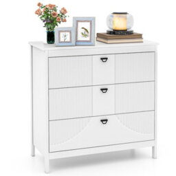 Costway 3-Drawer Dresser Modern Chest Of Drawers 3-Tier White Side Cabinet - thumbnail 2