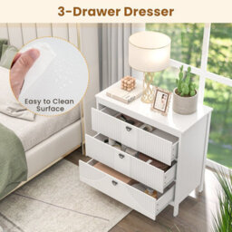 Costway 3-Drawer Dresser Modern Chest Of Drawers 3-Tier White Side Cabinet - thumbnail 7