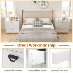 Costway 3-Drawer Dresser Modern Chest Of Drawers 3-Tier White Side Cabinet - thumbnail 6