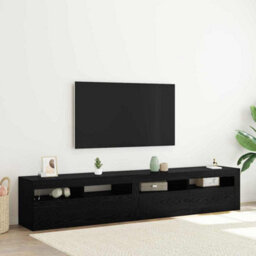 Walplus Tv Cabinets 2 Pcs Black Oak 210 X 35 X 40 Cm Engineered Wood - thumbnail 1