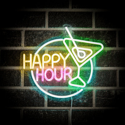 Glow Neon Happy Hour Multicolour Plug-In Led Wall Light - image 1