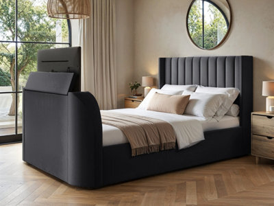 Flair Fallon Tv Side Lift Ottoman Bed Charcoal Velvet Double - image 1