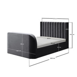 Flair Fallon Tv Side Lift Ottoman Bed Charcoal Velvet Double - thumbnail 7