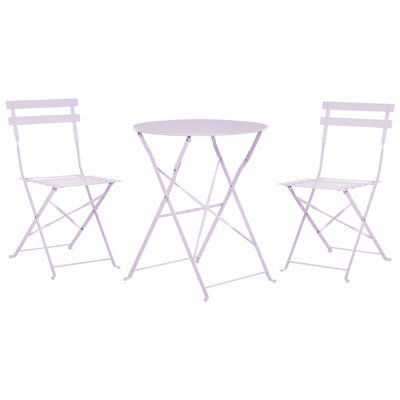 Beliani Bistro Set Folding Fiori Metal Violet - image 1