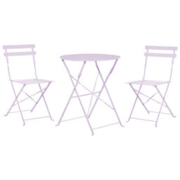 Beliani Bistro Set Folding Fiori Metal Violet - thumbnail 1