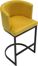 Lamboro Velino Velvet Kitchen Bar Stools, Matt Black Cantilever Frame, Seat With Backrest, Breakfast & Home Bar Stool - Mustard Yellow - thumbnail 5