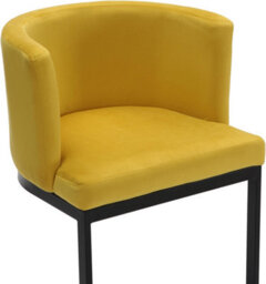 Lamboro Velino Velvet Kitchen Bar Stools, Matt Black Cantilever Frame, Seat With Backrest, Breakfast & Home Bar Stool - Mustard Yellow - thumbnail 6
