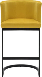 Lamboro Velino Velvet Kitchen Bar Stools, Matt Black Cantilever Frame, Seat With Backrest, Breakfast & Home Bar Stool - Mustard Yellow - thumbnail 3