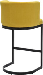 Lamboro Velino Velvet Kitchen Bar Stools, Matt Black Cantilever Frame, Seat With Backrest, Breakfast & Home Bar Stool - Mustard Yellow - thumbnail 4