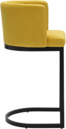 Lamboro Velino Velvet Kitchen Bar Stools, Matt Black Cantilever Frame, Seat With Backrest, Breakfast & Home Bar Stool - Mustard Yellow - thumbnail 7