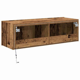 Berkfield Tv Wall Cabinet With Led Lights Old Wood 100X35X31 Cm - thumbnail 9