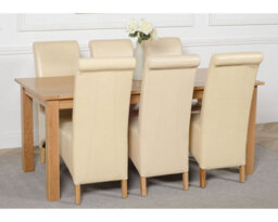 That's Furniture Oslo 180 X 90 Cm Large Oak Dining Table And 6 Chairs Dining Set With Montana Ivory Leather Chairs - thumbnail 3