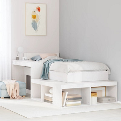 Berkfield Bedside Cabinet With Desk White 232X112X75 Cm Solid Wood Pine - image 1
