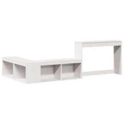 Berkfield Bedside Cabinet With Desk White 232X112X75 Cm Solid Wood Pine - thumbnail 3