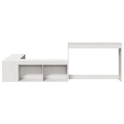Berkfield Bedside Cabinet With Desk White 232X112X75 Cm Solid Wood Pine - thumbnail 4
