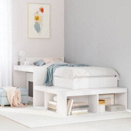 Berkfield Bedside Cabinet With Desk White 232X112X75 Cm Solid Wood Pine