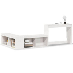 Berkfield Bedside Cabinet With Desk White 232X112X75 Cm Solid Wood Pine - thumbnail 2