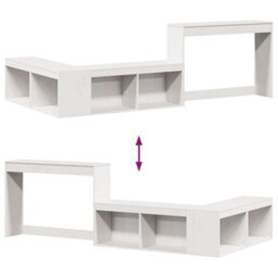 Berkfield Bedside Cabinet With Desk White 232X112X75 Cm Solid Wood Pine - thumbnail 7