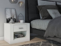 Arte Idea Contemporary Bedside Table 1 Drawer 1 Open Storage Compartment White Matt (H)410mm (W)500mm (D)420mm - thumbnail 3