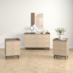 Melody Maison Large Cream 6 Drawer Chest Of Drawers & Pair Of 3 Drawer Bedside Tables - Oswin Range - thumbnail 2