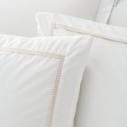 Bianca Fine Linens Contrast Trim 200 Thread Count Cotton Single Duvet Cover Set With Pillowcase White / Natural - thumbnail 3