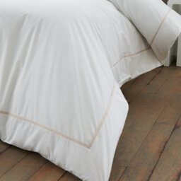 Bianca Fine Linens Contrast Trim 200 Thread Count Cotton Single Duvet Cover Set With Pillowcase White / Natural - thumbnail 4