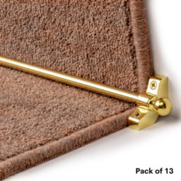 "FloorMatch 13 Pack - Hollow Stair Carpet Runner Rods - Affordable Stair Rod Bars - Brass Finish - 70Cm (27.5"") Width"