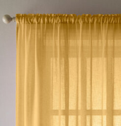 "Tyrone Textiles Eden Ochre 100% Recycled Plain Voile Panel - Pair 140 X 122 Cm (55X48"")" - thumbnail 2