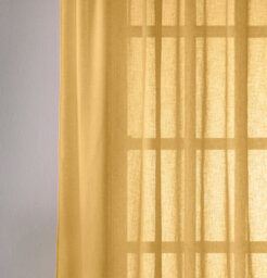 "Tyrone Textiles Eden Ochre 100% Recycled Plain Voile Panel - Pair 140 X 122 Cm (55X48"")" - thumbnail 3